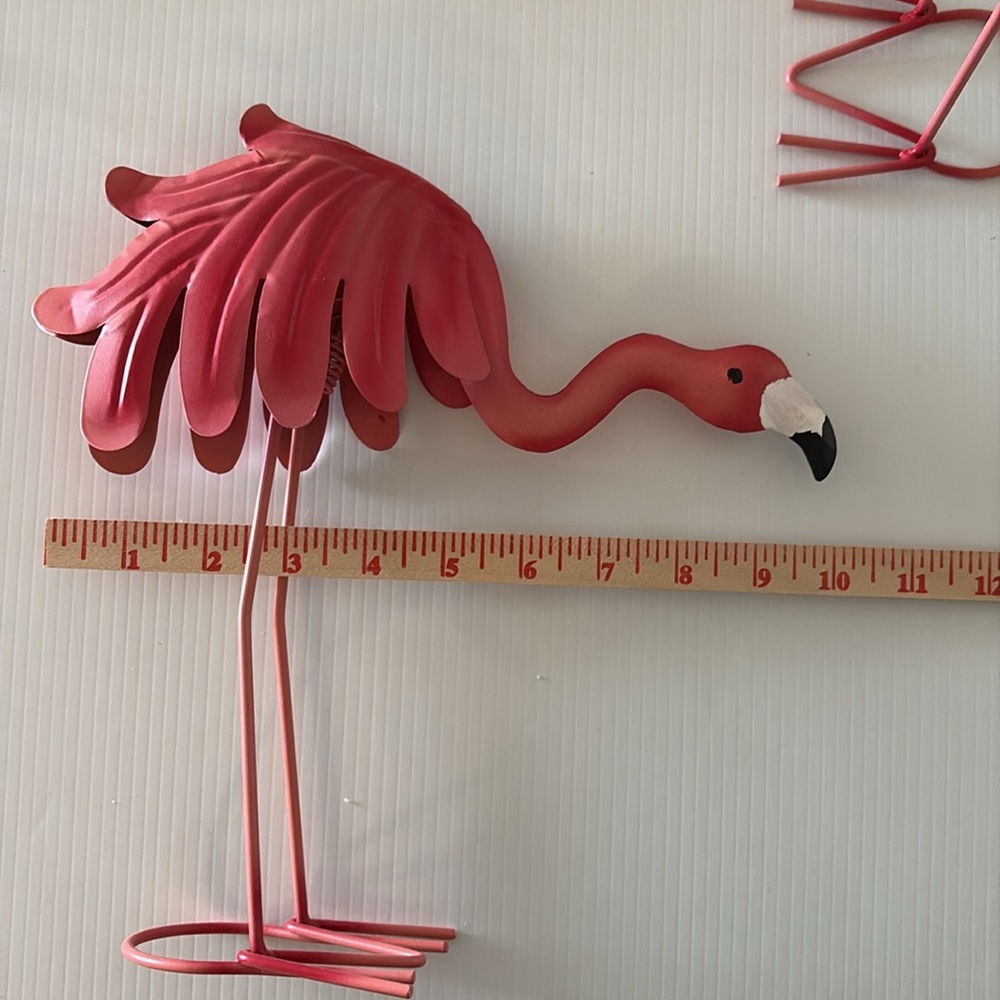 🦩Set of Three Pink Flamingos Bobble Body Metal Indoor/Outdoor Tropical Art Decor - Picture 8 of 9
